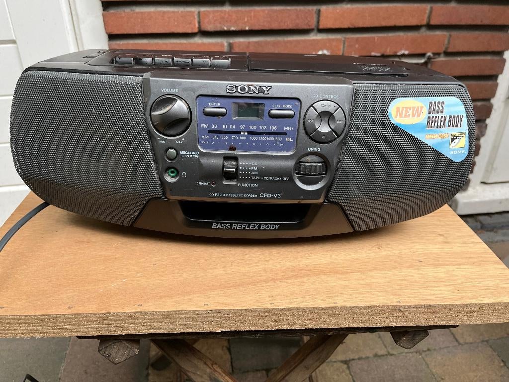 Sony CFD-V3 CD-R/RW Radio Cassette Recorder Mega Bass knop, Audio, Tv en Foto, Radio's, Ophalen, Zo goed als nieuw, Overige typen