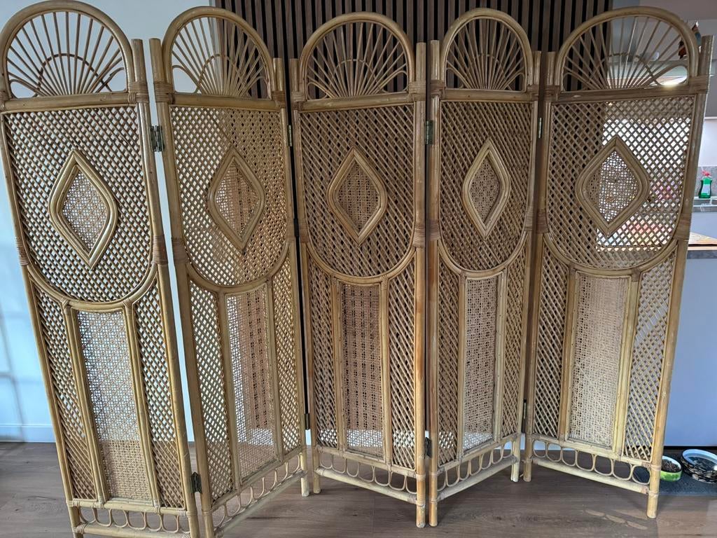 Groot bamboe kamerscherm, jaren 80, Ophalen, Zo goed als nieuw