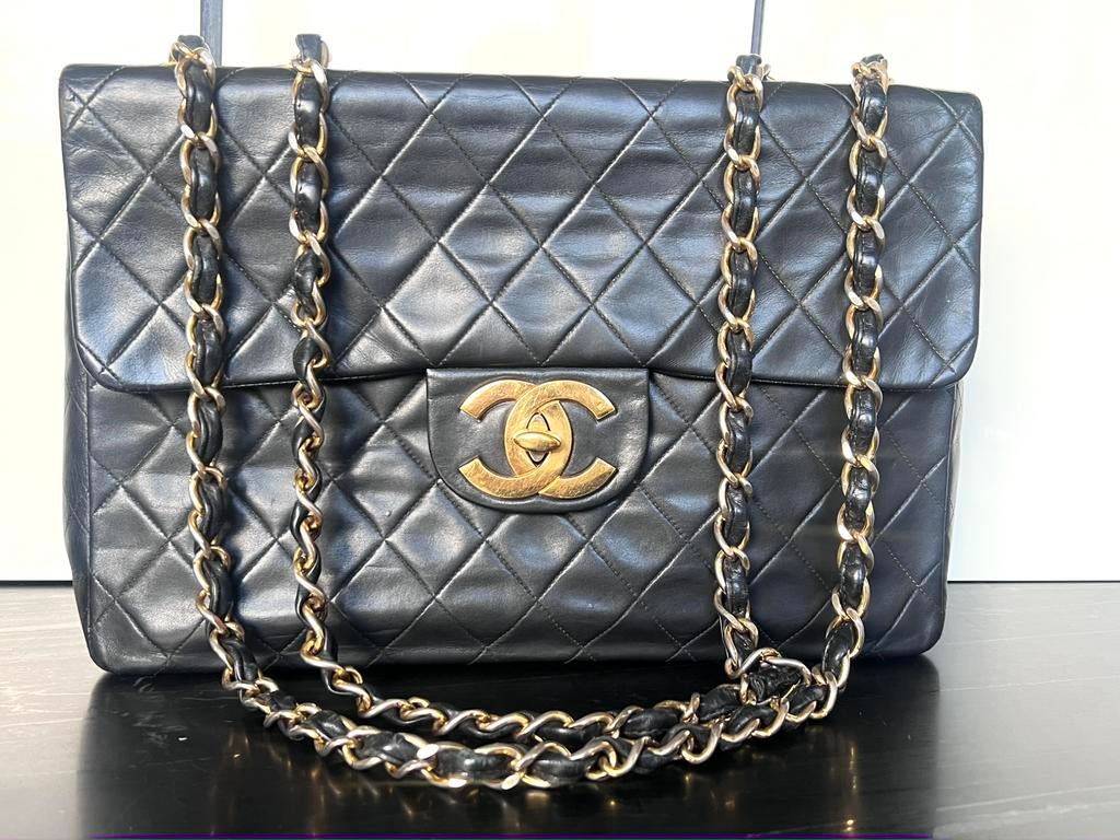 Chanel jumbo tas, Sieraden, Tassen en Uiterlijk, Tassen | Damestassen, Zo goed als nieuw, Schoudertasje, Zwart, Ophalen of Verzenden