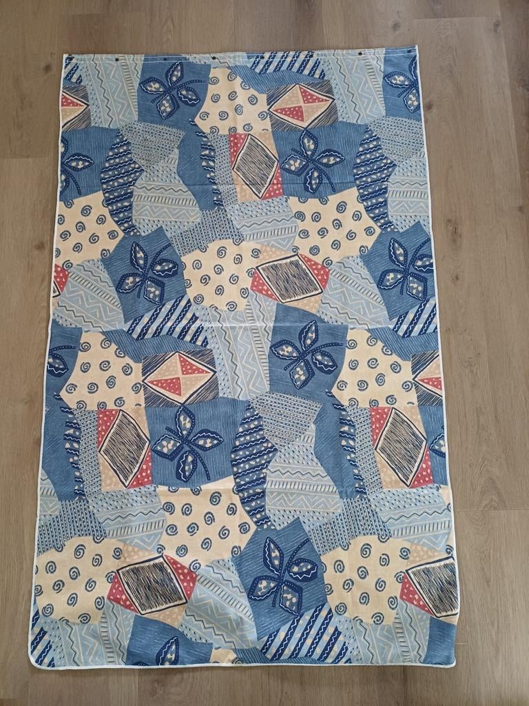 8 Isabella gordijnen 145x91 cm - Blauw/Beige Patroon, Ophalen of Verzenden, Gebruikt