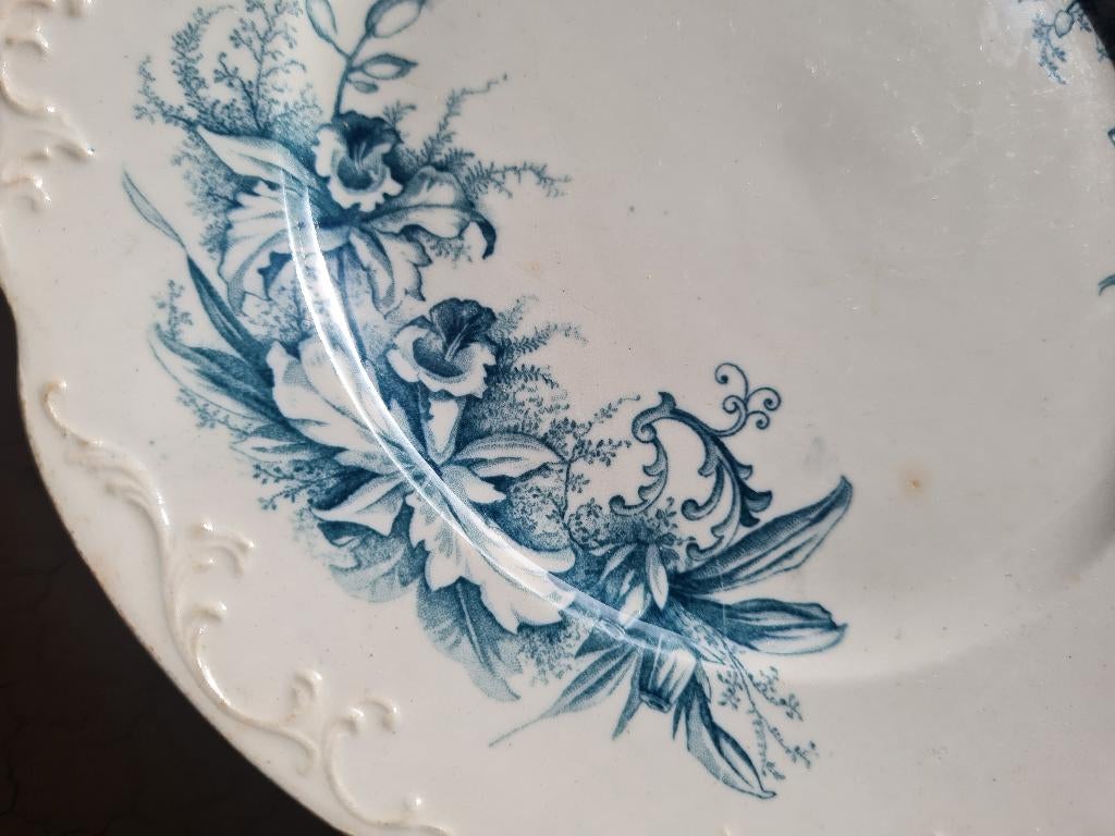 5 ontbijt bordjes Petrus Regout Orchidee  blauw p/st 3.95, Antiek en Kunst, Antiek | Servies los, Ophalen of Verzenden