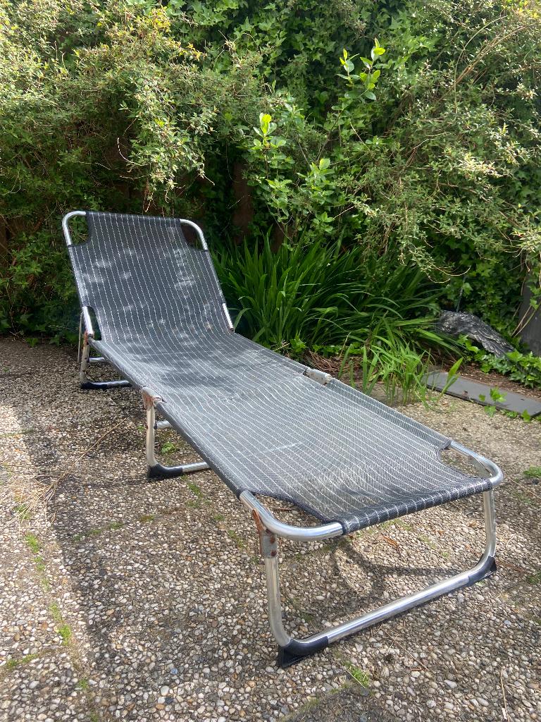 Opvouwbaar ligbed strandbed tuinstoel, Tuin en Terras, Ophalen, Gebruikt, Aluminium, Inklapbaar