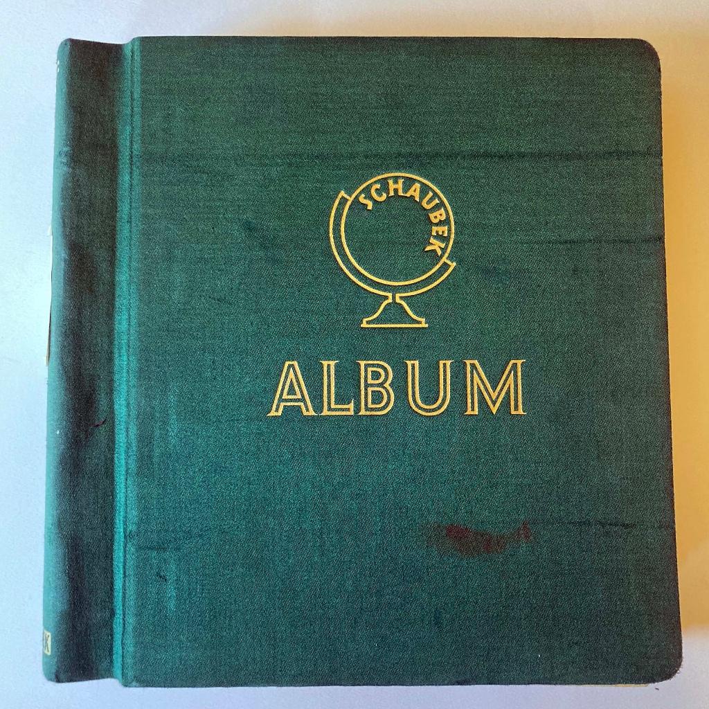 Oud - leeg - postzegelalbum groen Schaubek, Postzegels en Munten, Postzegels | Toebehoren, Ophalen of Verzenden, Verzamelalbum