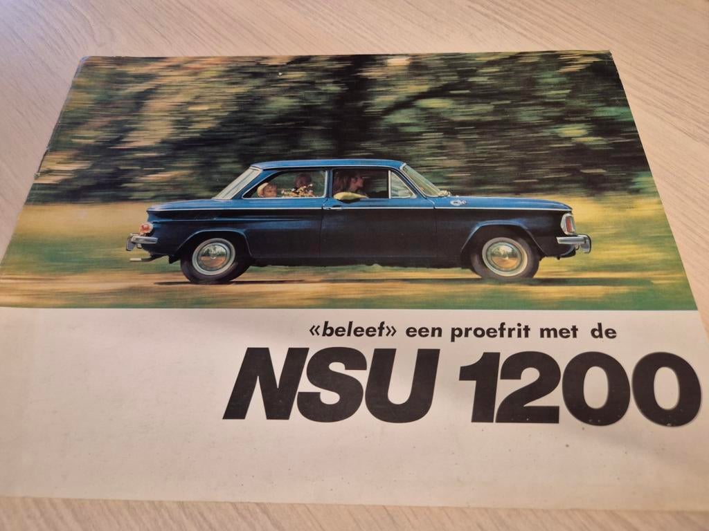 Jaren 60 Nederlands NSU 1200 folder mooie uitgave uitgebreid, Ophalen of Verzenden, Zo goed als nieuw, Overige merken