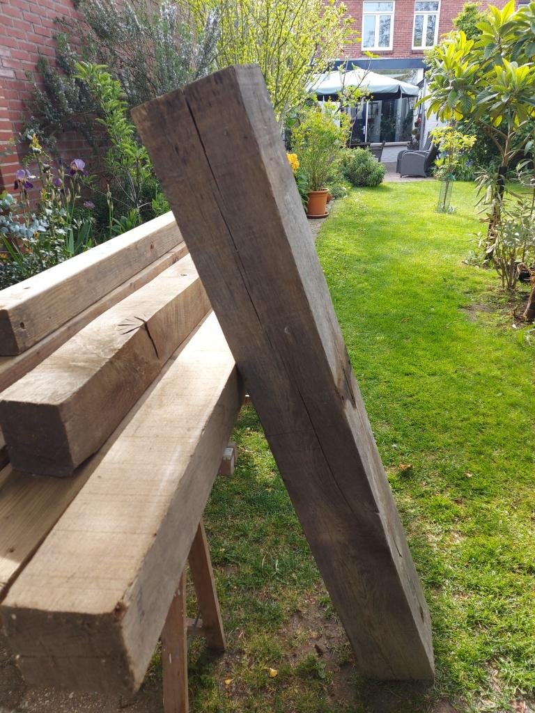Diverse houten balken (vuren & eiken) – verschillende maten, Gebruikt, Minder dan 25 mm, Balk, Ophalen