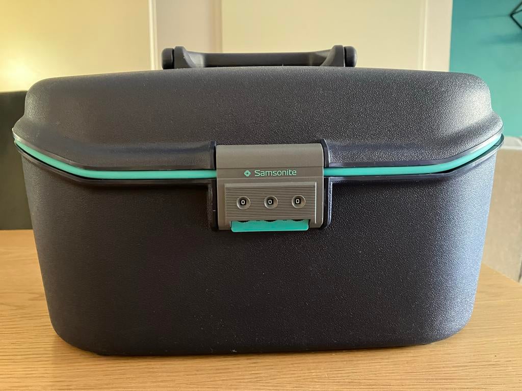 Vintage Samsonite Beautycase - Donkerblauw met Spiegel, Ophalen, Gebruikt, Blauw, Met spiegeltje(s)