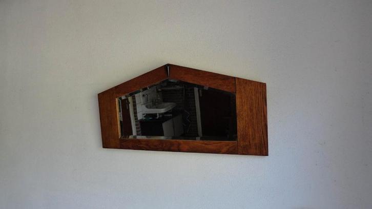 Spiegel, antiek art deco, Amsterdamse school met druppel, Antiek en Kunst, Antiek | Spiegels, 50 tot 100 cm, Minder dan 100 cm