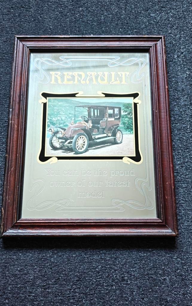 Vintage Renault pub spiegel, Ophalen of Verzenden, Rechthoekig, Minder dan 50 cm, Minder dan 100 cm