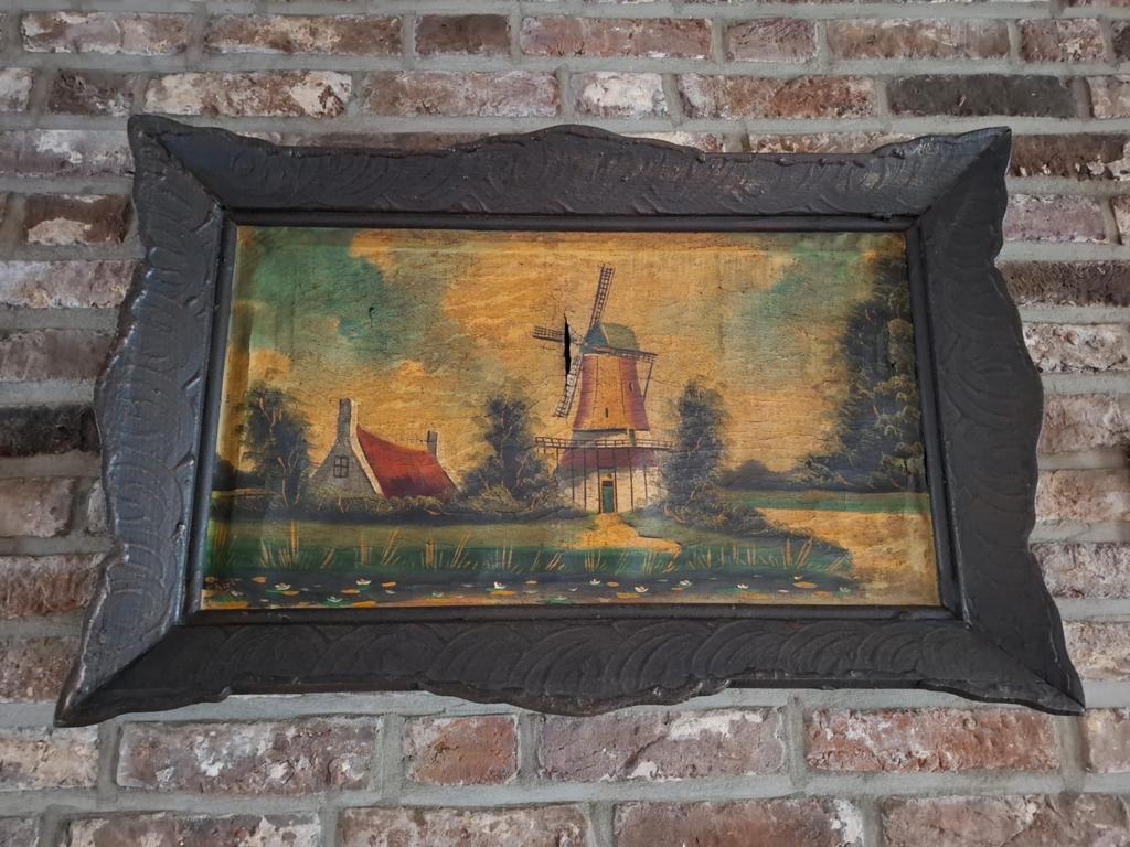 Antiek schilderij met molen te koop., Antiek en Kunst, Ophalen
