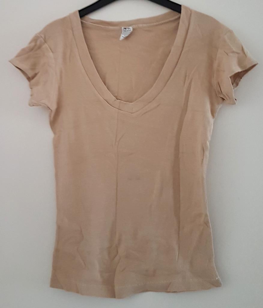 Beige shirt V-hals maat 128/134 NIEUW (0843) a, Kinderen en Baby's, Kinderkleding | Maat 128, AR., Meisje, Nieuw, Ophalen of Verzenden