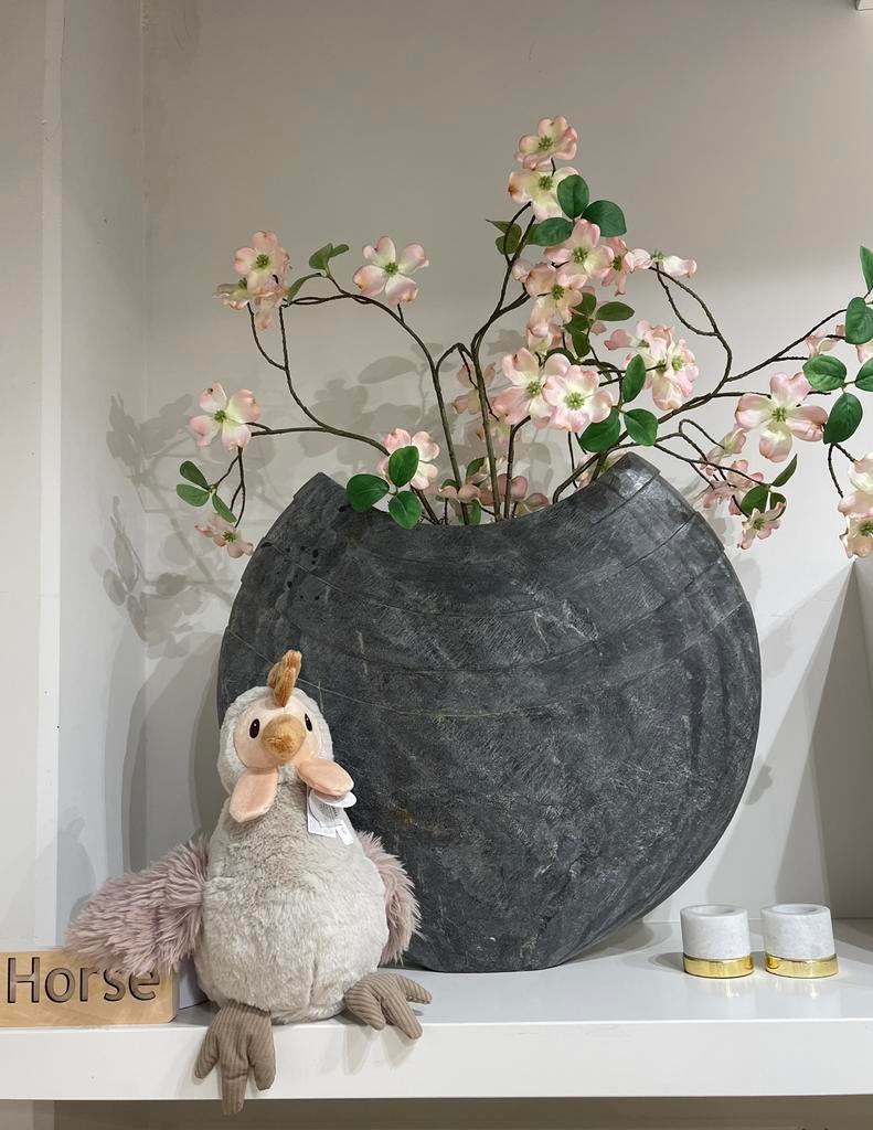 Antraciet platte vaas, Huis en Inrichting, Woonaccessoires | Vazen, Ophalen, Overige materialen, Overige kleuren, 50 tot 75 cm