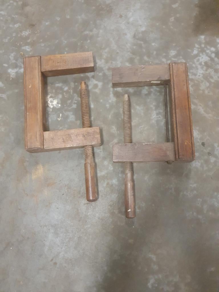 Vintage houten lijmklemmen (2 stuks), Ophalen, Gebruikt