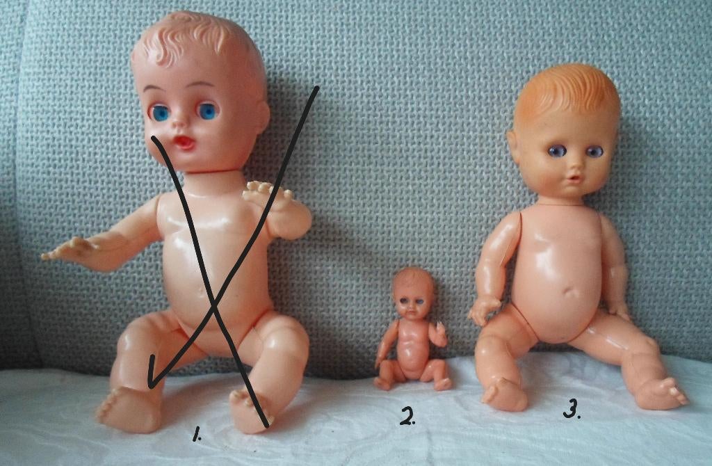 2 Babypopjes. Jaren '50 - '60., Ophalen of Verzenden, Gebruikt, Pop