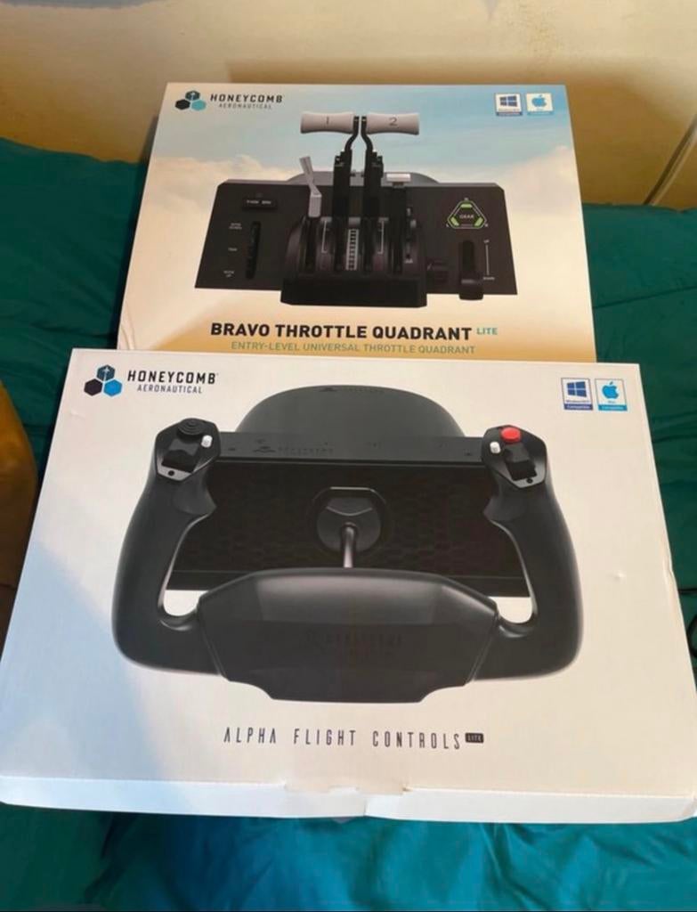 Honeycomb Alpha Yoke & Bravo Throttle quadrant Lite Set, Computers en Software, Joysticks, Nieuw, Verzenden