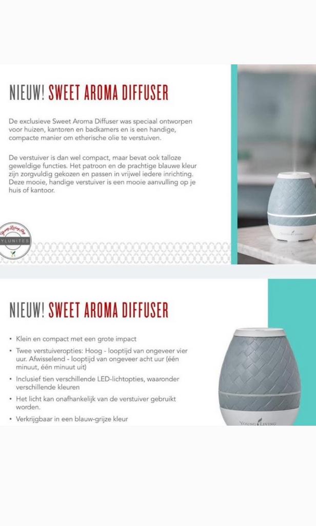 Sweet aroma diffuser van Young Living, nieuw!, Sport en Fitness, Ophalen of Verzenden, Nieuw, Aroma