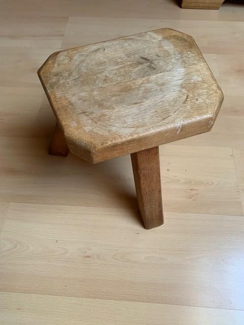 Grenen 3potige kruk, Ophalen, Gebruikt, Hout