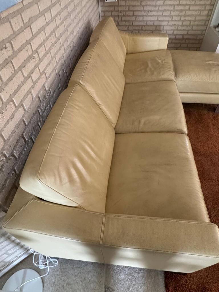 Leolux Antonia bank 3-zits Senso leer, Huis en Inrichting, Banken | Bankstellen, Ophalen, Gebruikt, Klassiek, Driepersoons