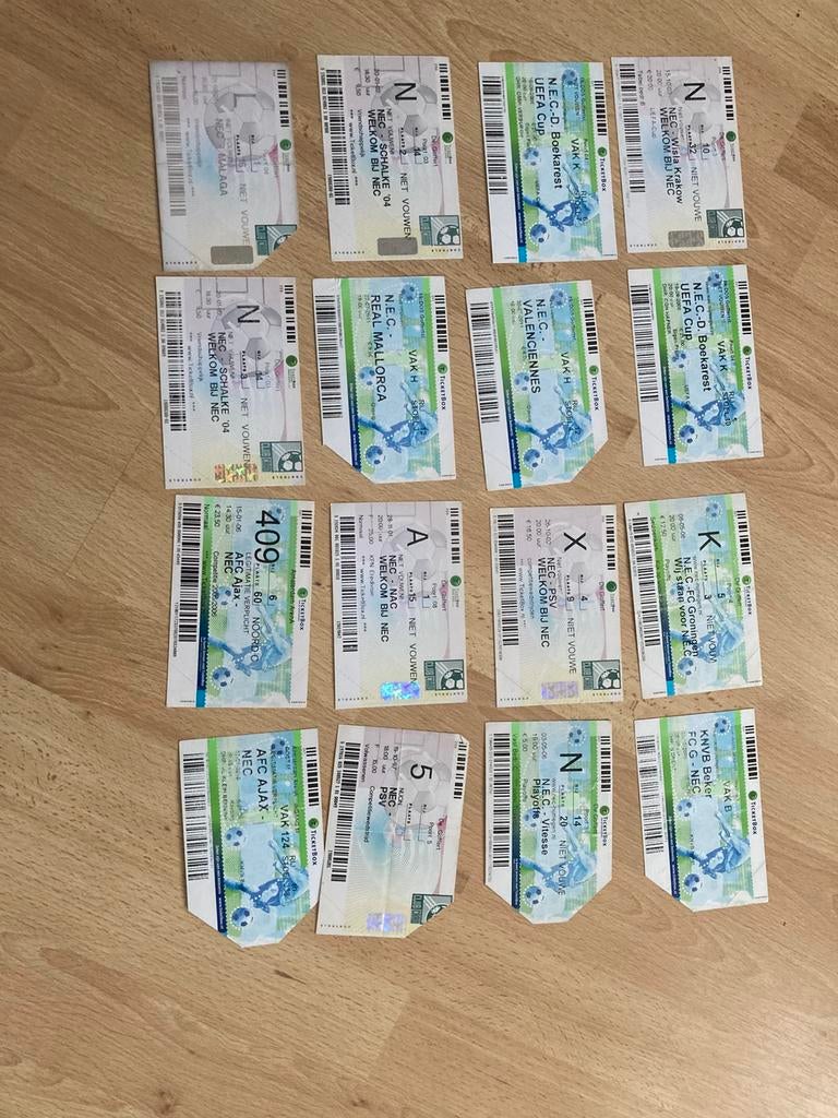 DIVERSE NEC TICKET BOX TICKETS, Verzamelen, Ophalen of Verzenden, Zo goed als nieuw, Overige binnenlandse clubs, Overige typen
