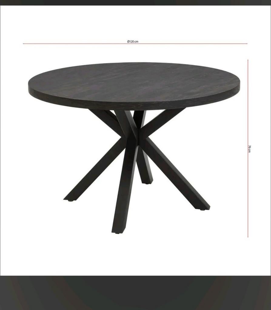 Ronde zwarte tafel spinnenpoot x-poot, Ophalen of Verzenden, Rond, 100 tot 150 cm, 100 tot 150 cm