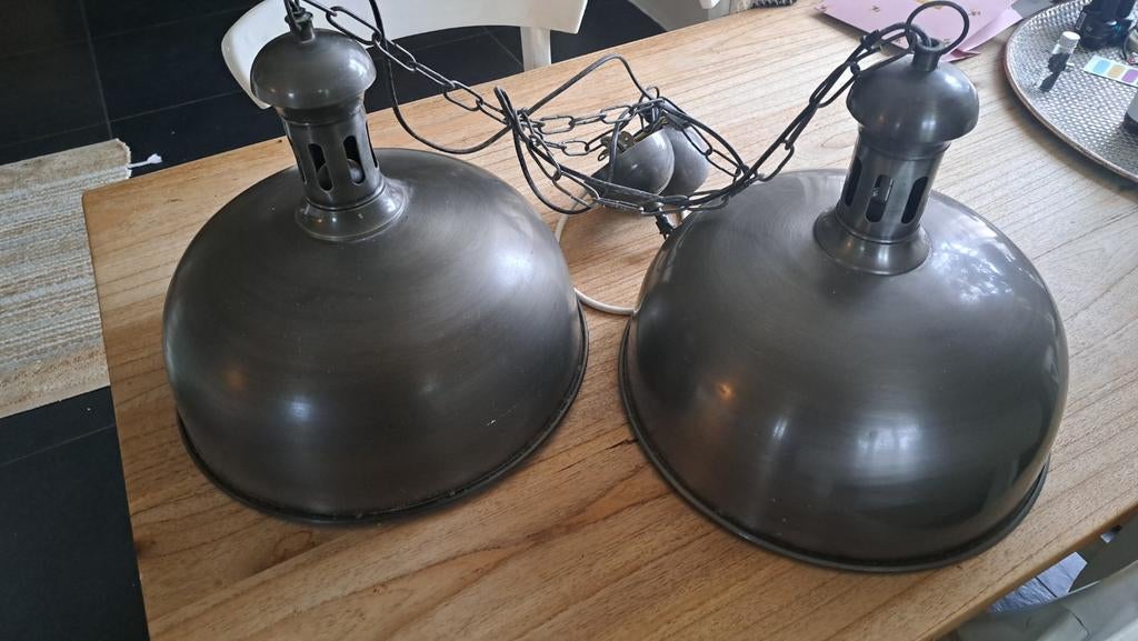 2 hanglampen, stoer en landelijk, Ophalen of Verzenden, Gebruikt, Metaal, Stoer en landelijk