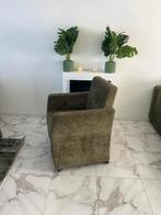 Mooie groene stoffen fauteuils op wieltjes, Huis en Inrichting, Stoelen, Ophalen of Verzenden