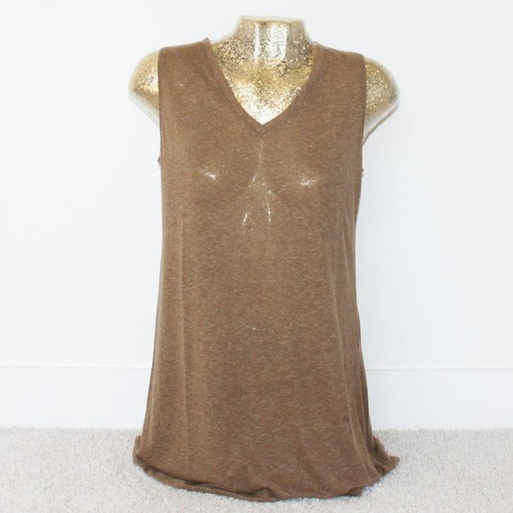 Mooi Sylver Topje - 80 (Maat 38) € 10,-, Kleding | Dames, Tops, Zo goed als nieuw, Maat 38/40 (M), Bruin, Zonder mouw, Ophalen of Verzenden