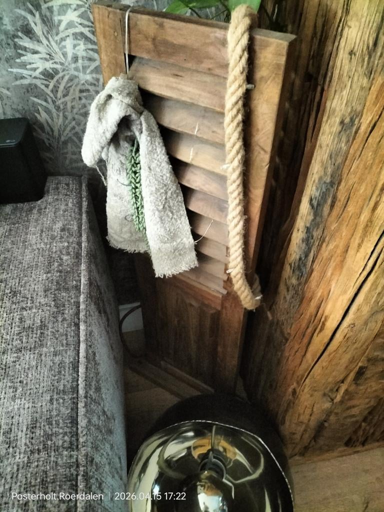 Decoratief houten luik met touw en doek, Ophalen, Hout, Gebruikt, Landelijk