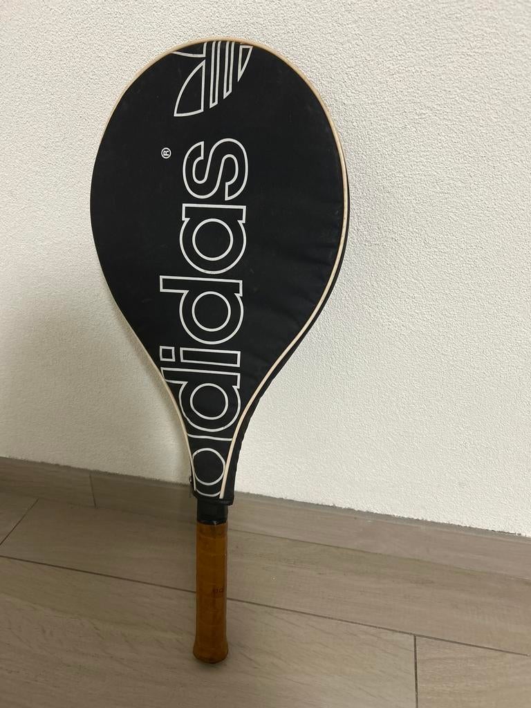 Vintage Adidas Space Tennisracket met hoes, Adidas, Gebruikt, Ophalen of Verzenden, Racket