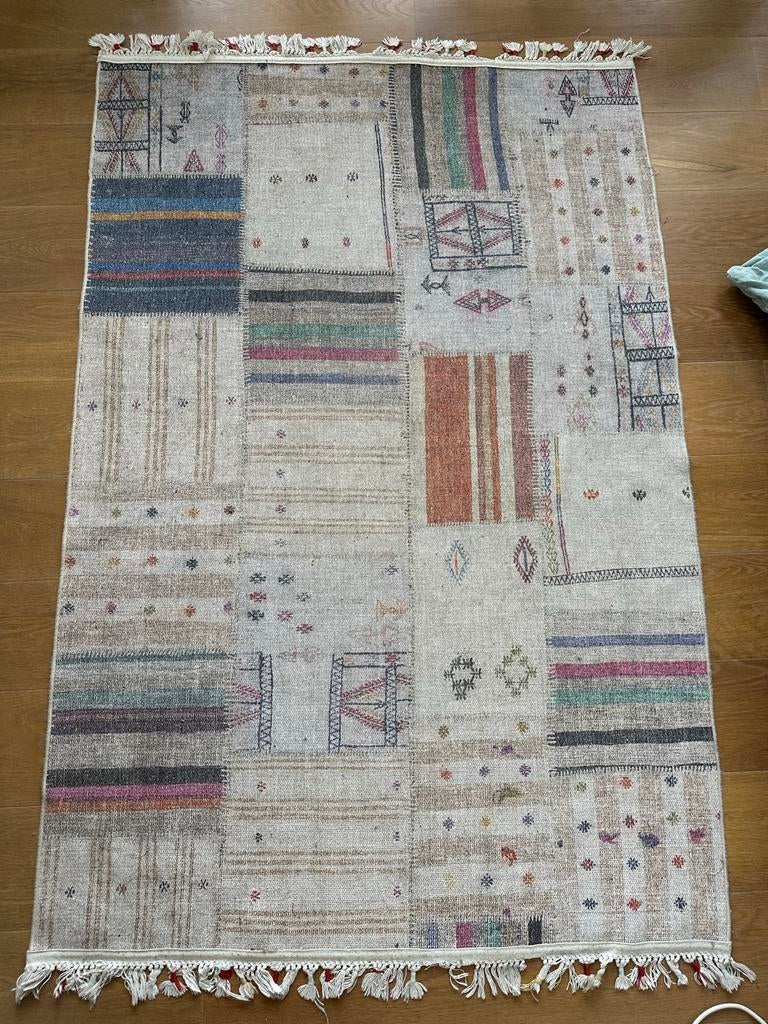 Patchwork Vloerkleed - Lichte gebruiksporen, Huis en Inrichting, Gebruikt, Ophalen of Verzenden, 150 tot 200 cm, Rechthoekig