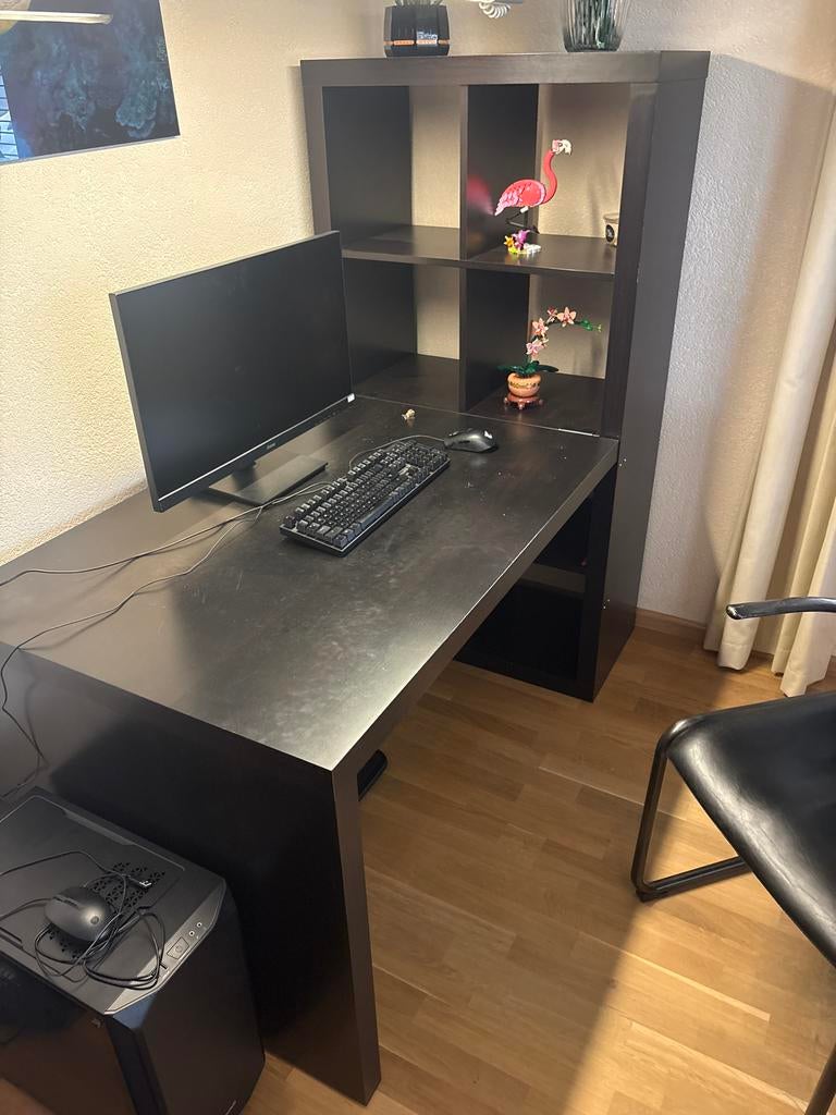 IKEA Kallax Bureau Opstelling Zwartbruin - Gebruikt, Ophalen, Gebruikt, IKEA, Bureau-kast combinatie