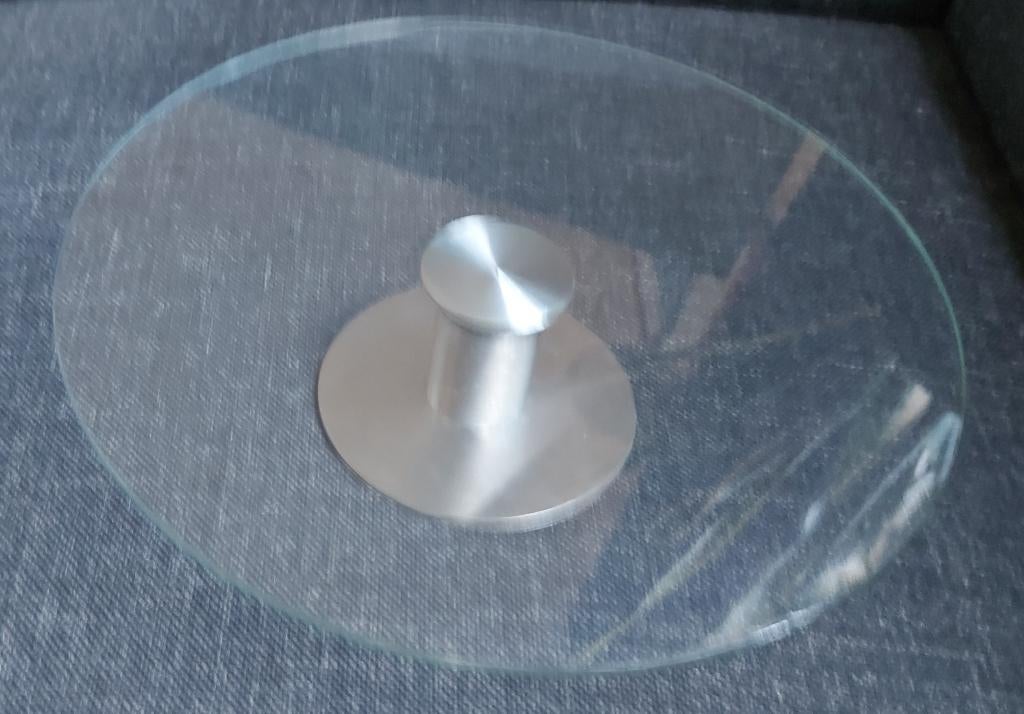 draaiplateau van glas voor taarten en gebak, Huis en Inrichting, Ophalen, Glas of Glazen, Gebruikt, Glas