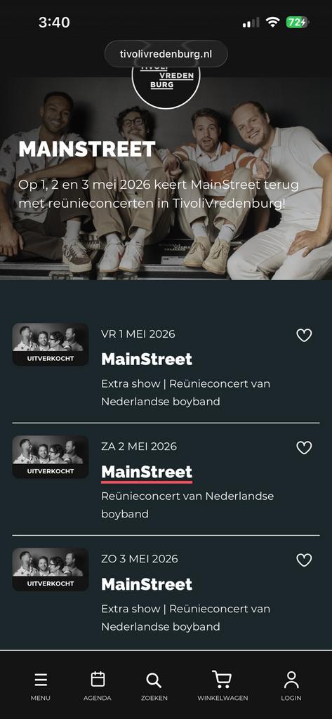 3 mainstreet reünie kaarten voor 2 mei, Tickets en Kaartjes, Concerten | Pop, Drie personen of meer, Mei