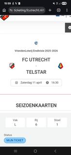 Fc Utrecht- telstar 1 kaartje bunnikside, Eén persoon, April