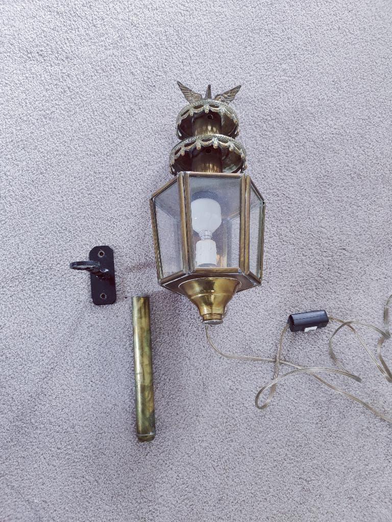 Antieke koperen oude koetslamp  met lamp, Antiek en Kunst, Antiek | Koper en Brons, Ophalen of Verzenden, Koper