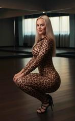 Lak catsuit pantermotief nieuw maat L, Verzenden