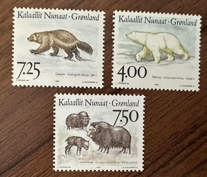 Groenland 1995 Dieren Postfris: Veelvraat, IJsbeer, Muskusos, Ophalen of Verzenden, Denemarken, Postfris