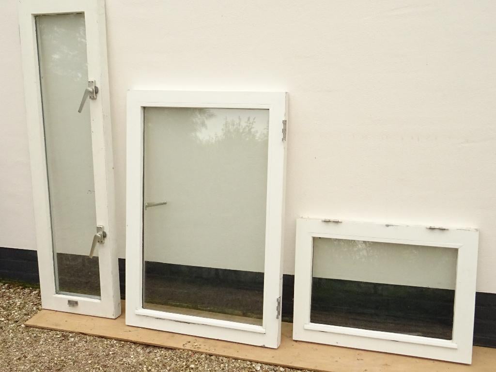 Hardhouten ramen met dubbel glas, Doe-het-zelf en Verbouw, Glas en Ramen, Ophalen, Gevelraam of Ruit, Gebruikt, Minder dan 80 cm