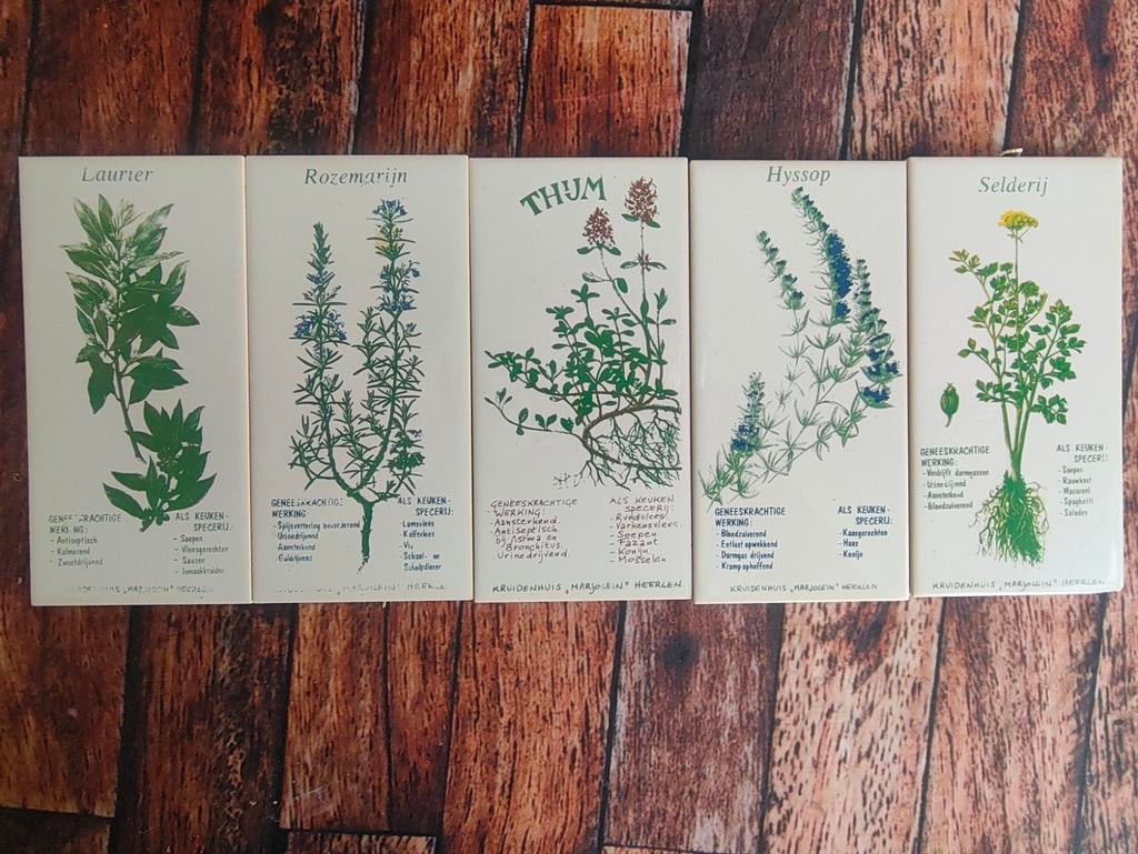 Mosa kruiden wandtegels - set van 5, Antiek en Kunst, Ophalen of Verzenden