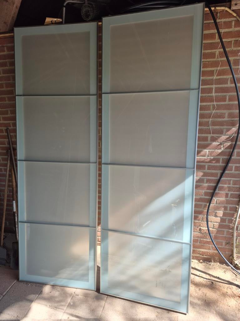 IKEA Pax Glazen Schuifdeuren (2 stuks), Ophalen, Gebruikt, 100 tot 150 cm, 200 cm of meer