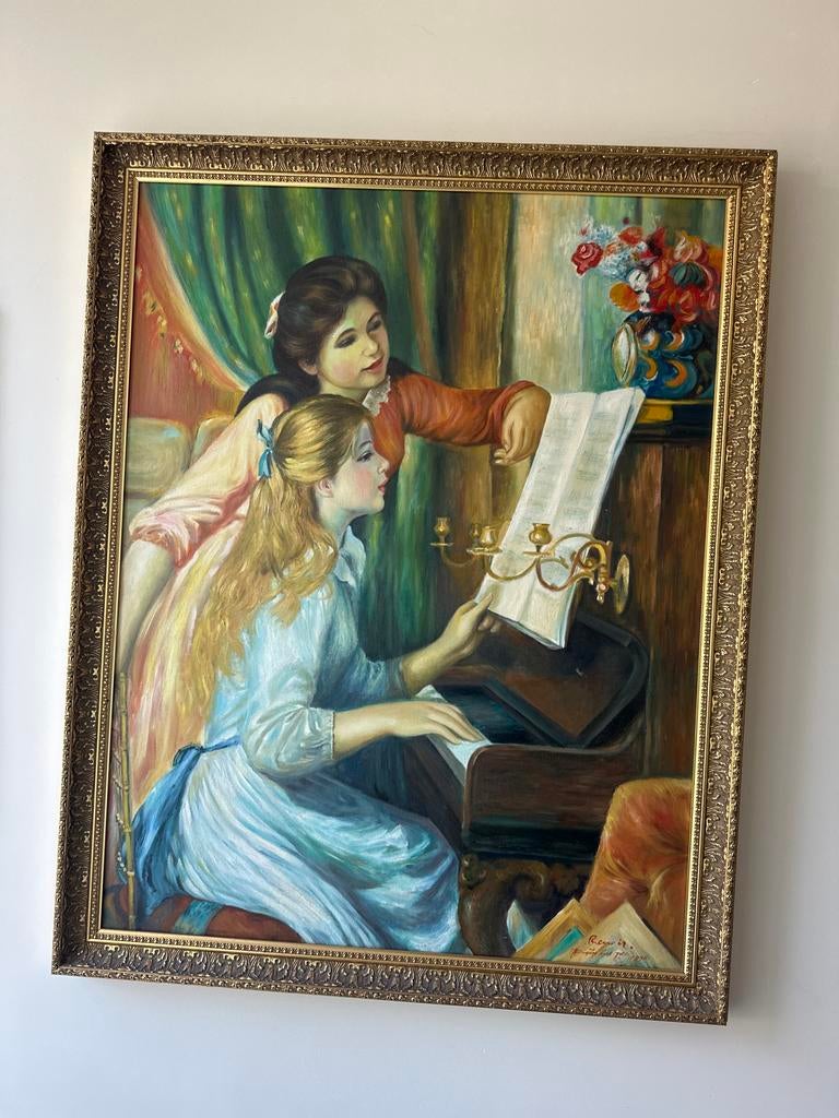Prachtig Schilderij: Vrouwen aan de Piano, gesigneerd, Ophalen