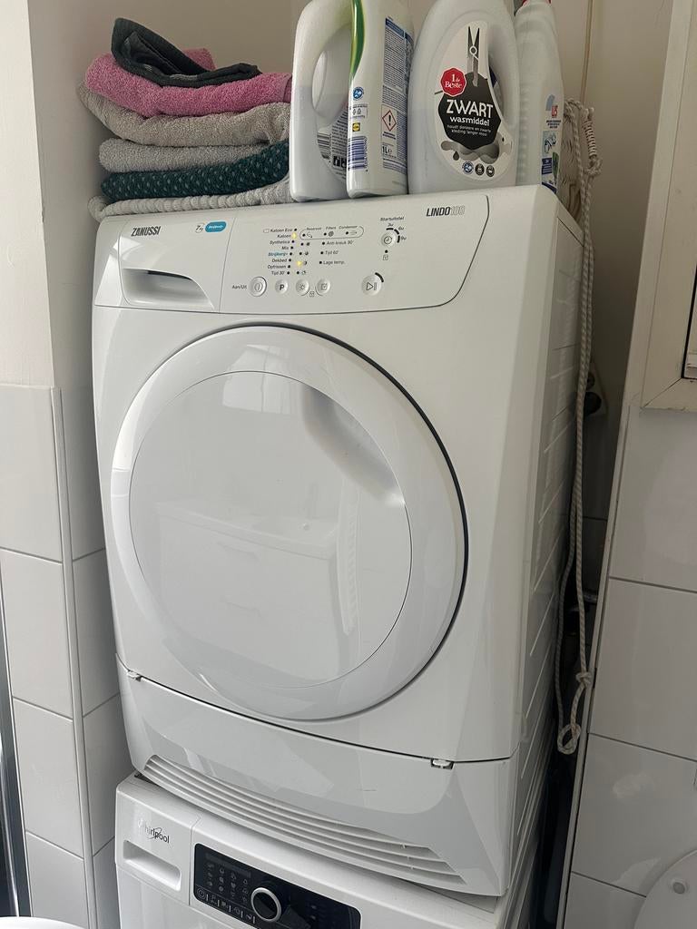 Zanussi Lindo100 droger en Whirlpool wasmachine, Ophalen, 6 tot 8 kg, Gebruikt, Voorlader