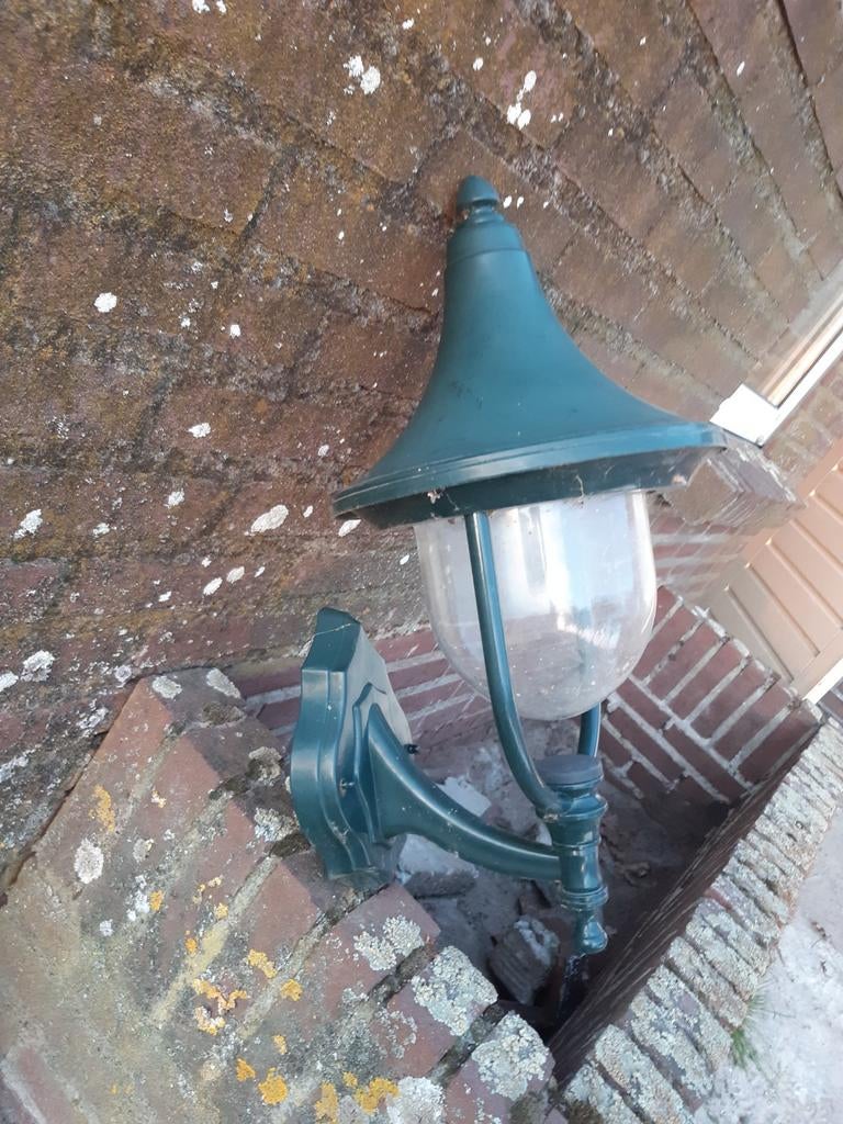 Vintage Groene Wandlamp - Buitenverlichting, Tuin en Terras, Ophalen, Gebruikt, Minder dan 50 watt, Wandlamp