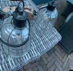 Set van 2 industriële lampen met katrollen - sfeervol, Ophalen of Verzenden, Zo goed als nieuw, Glas, Minder dan 50 cm