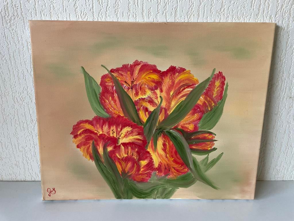 Schilderij Het Vlammend Boeket Gerda Slingerland, Antiek en Kunst, Kunst | Schilderijen | Klassiek, Ophalen