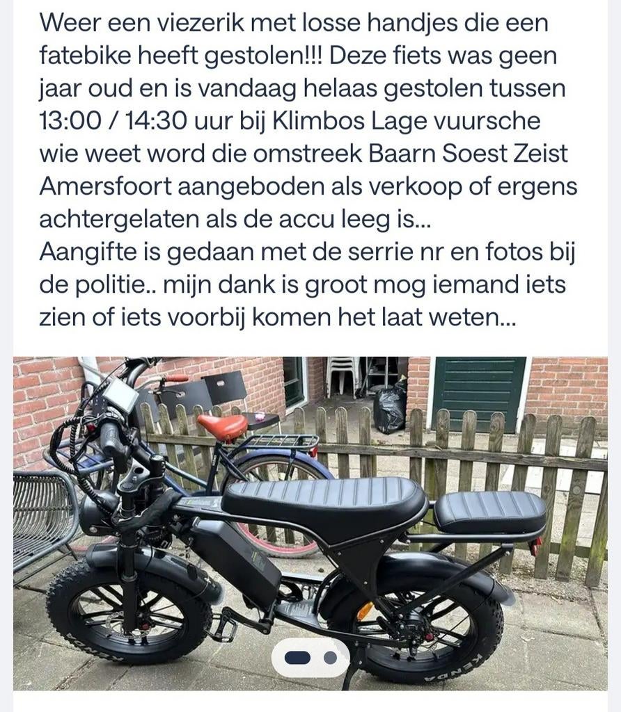 GESTOLEN FATBIKE, Ophalen of Verzenden