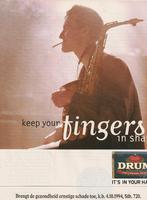 Retro reclame 1990 Drum shag muziekinstrument saxofoon, Verzenden, Overige typen