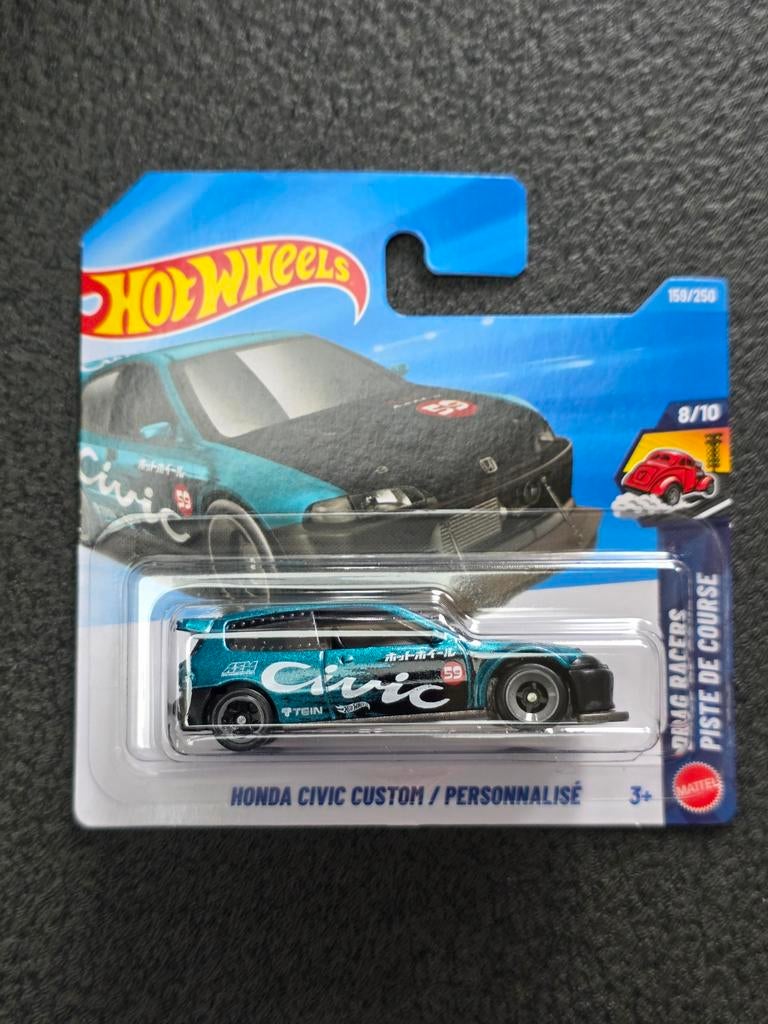 Hot Wheels Honda Civic Custom 159/250 Drag Racers, Overige merken, 1:50 of kleiner, Auto, Nieuw