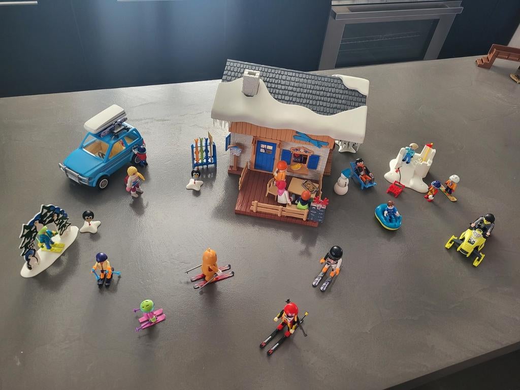 Playmobil wintersport set met huisje en auto, Ophalen of Verzenden