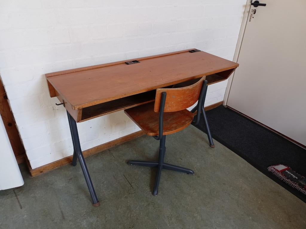Vintage Lessenaar met Stoel - 120x46x74cm, Ophalen
