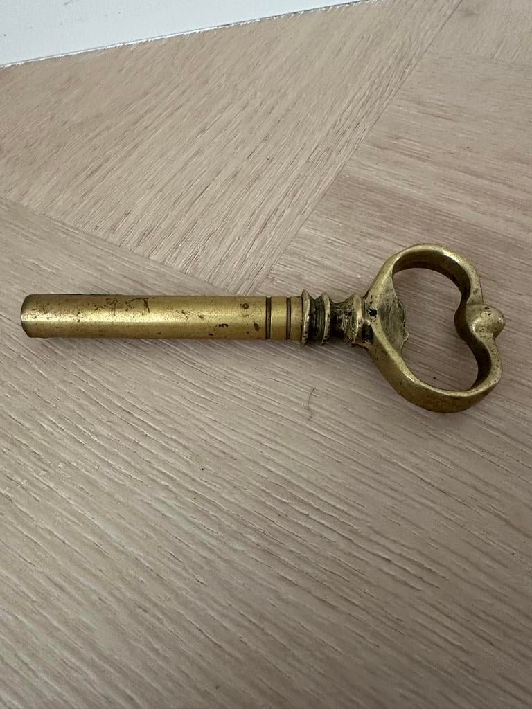 Antieke Messing Kurkentrekker - Sleutel Design, Ophalen of Verzenden